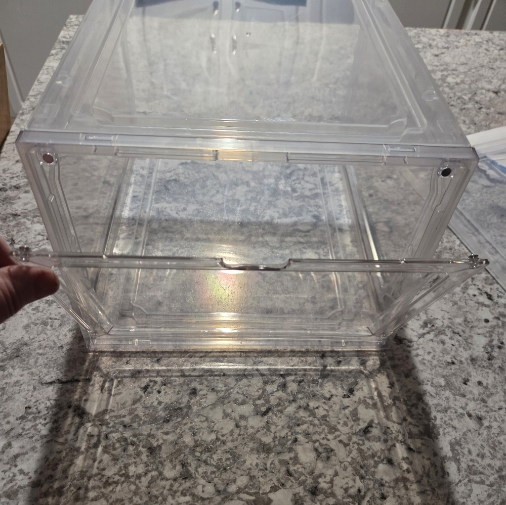 Bundle Of 3 New Clear Plastic Storage Containers For Shoe Display  Easy Open